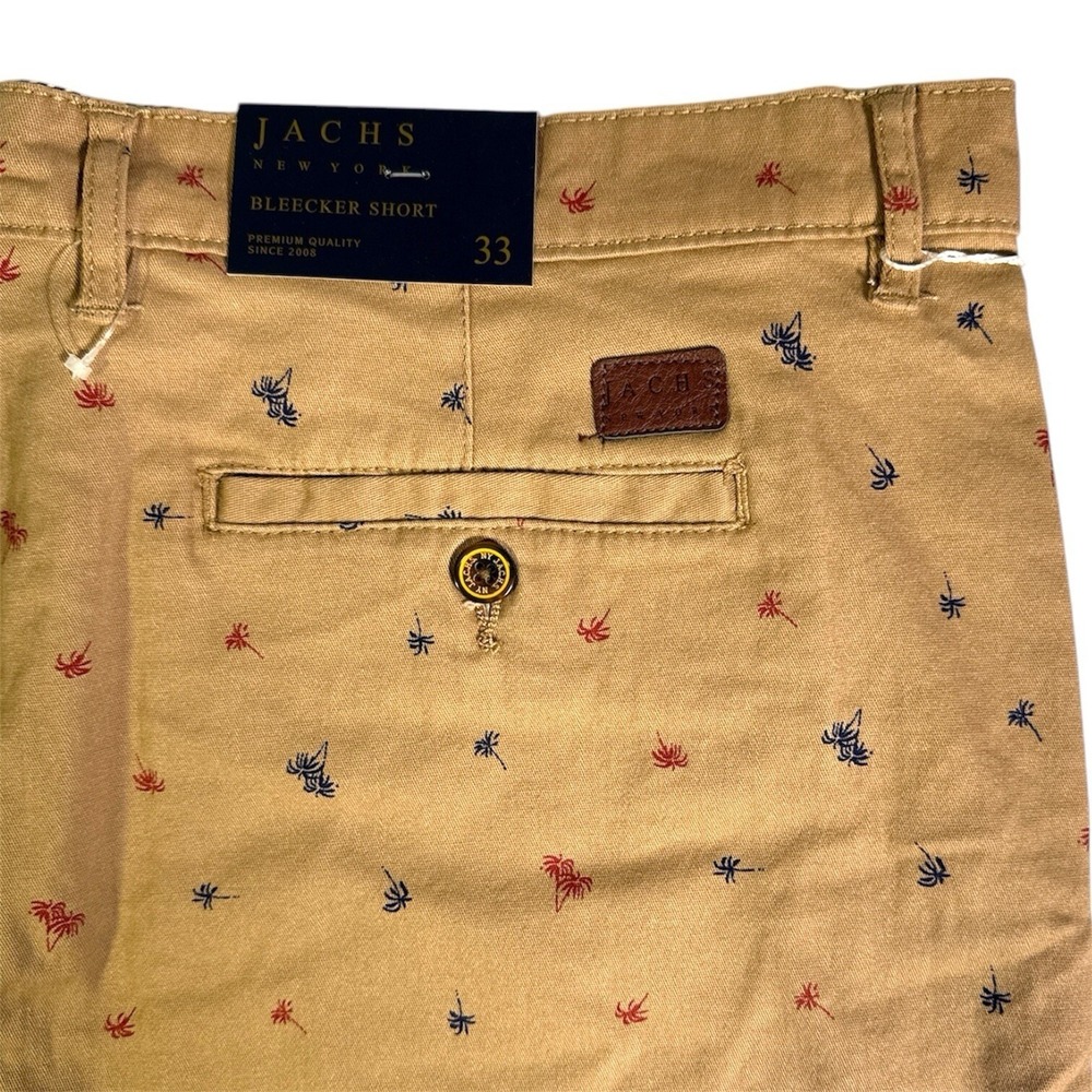 Jachs New York Bleeker Short  Men's Size 33 Dark Khaki Palm Tree 9" Inseam | $99 - Picture 4 of 7